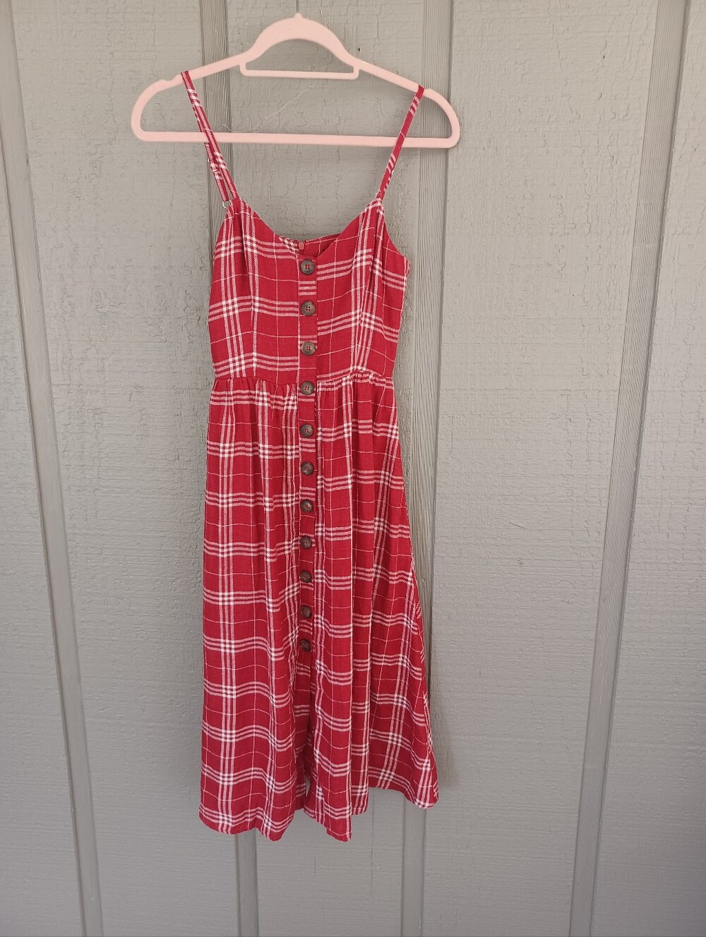 Reformation Thelma Plaid Linen Midi Dress Size 0 Women Sleeveless Pockets Preppy